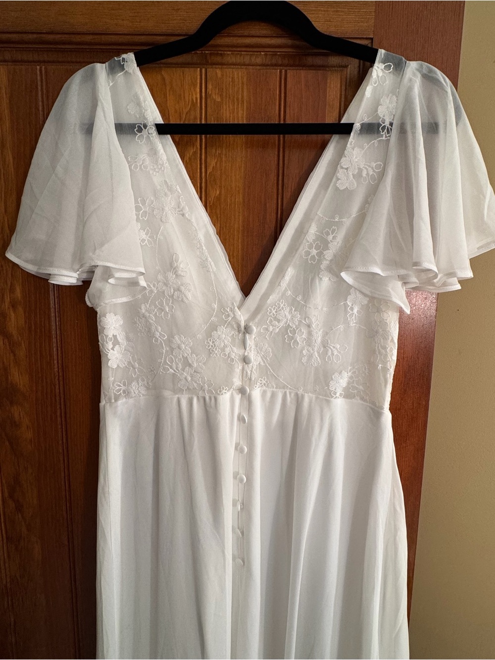 Beautiful Perfection White Flutter Sleeve Embroidered Maxi Dress - Picture 4 of 5